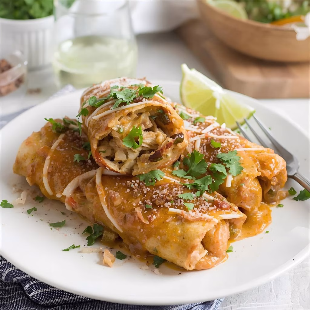 Green Chile Chicken Smothered Burritos Recipe