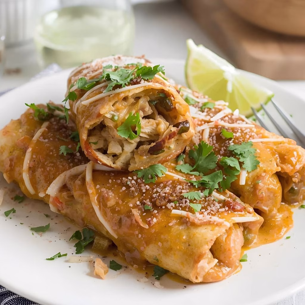 Green Chile Chicken Smothered Burritos Recipe